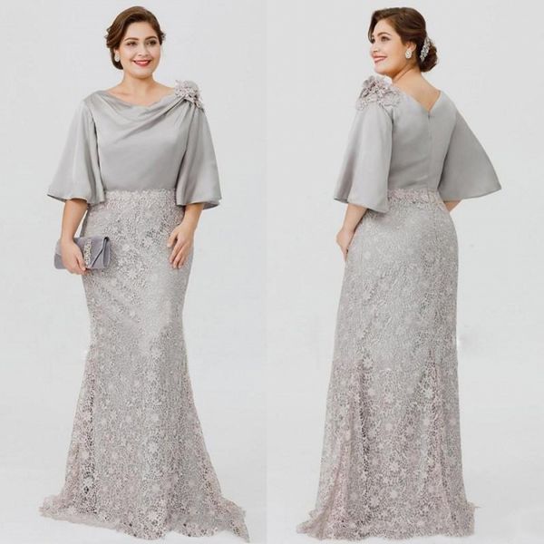 silver plus size mother of the bride dresses lace applique half long sleeve mother's gown mermaid formal dress evening wear sweep train, Black;red
silver plus size mother of the bride dresses lace applique half long sleeve mother's gown mermaid formal dress evening wear sweep train, Black;red