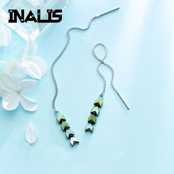inalis new unique design long chain ear line s925 sterling silver green stone arrow dangle drop earrings fine jewelry for women, Golden;silver
inalis new unique design long chain ear line s925 sterling silver green stone arrow dangle drop earrings fine jewelry for women, Golden;silver