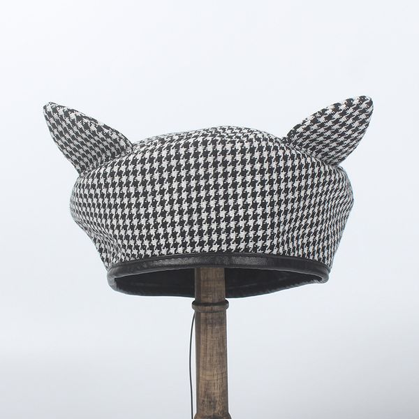 padegao women cute ear berets hats autumn winter vintage houndstooth french beret cap boinas para mujer plaid hat, Blue;gray
padegao women cute ear berets hats autumn winter vintage houndstooth french beret cap boinas para mujer plaid hat, Blue;gray