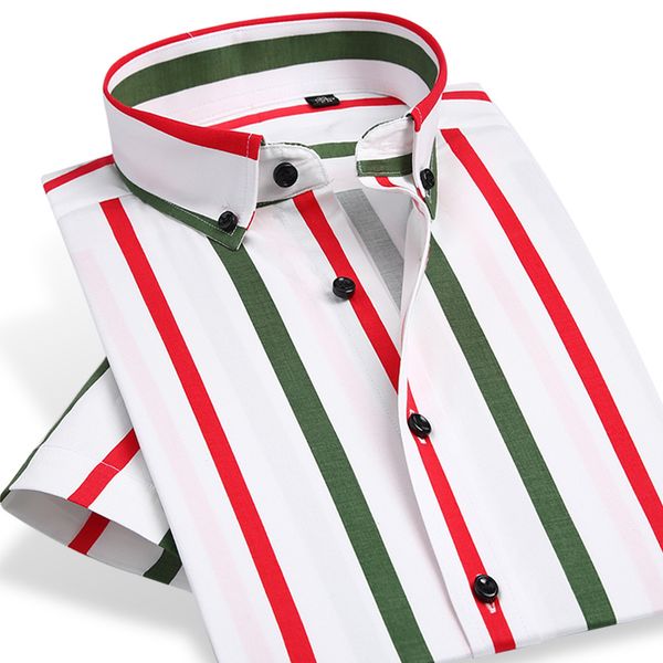 men's short sleeve contrast striped dress shirts brand smart casual comfortable breathable thin slim-fit button-down shirt, White;black
men's short sleeve contrast striped dress shirts brand smart casual comfortable breathable thin slim-fit button-down shirt, White;black