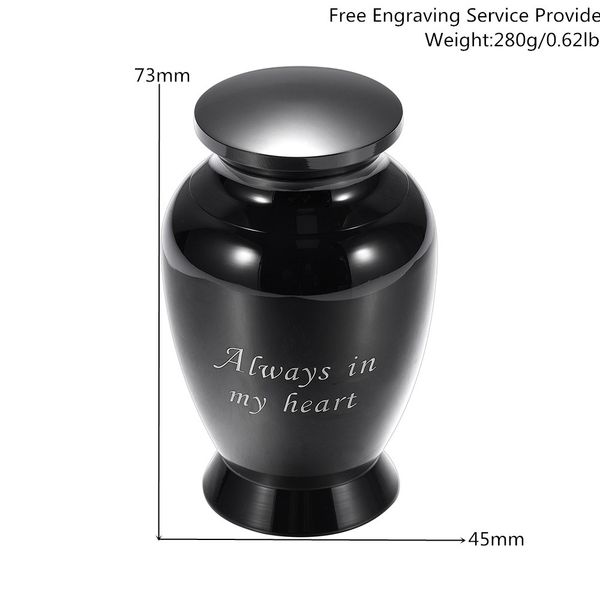 engraving "always in my heart" loss of family cremation mini urn casket stainless steel funeral ashes holder keepsak jar jewelry f, Silver
engraving "always in my heart" loss of family cremation mini urn casket stainless steel funeral ashes holder keepsak jar jewelry f, Silver