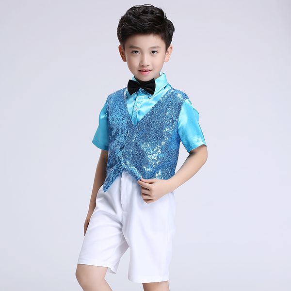children costumes new boy sequins kindergarten dance clothes performance clothing vest modern dance ballroom, Blue
children costumes new boy sequins kindergarten dance clothes performance clothing vest modern dance ballroom, Blue
