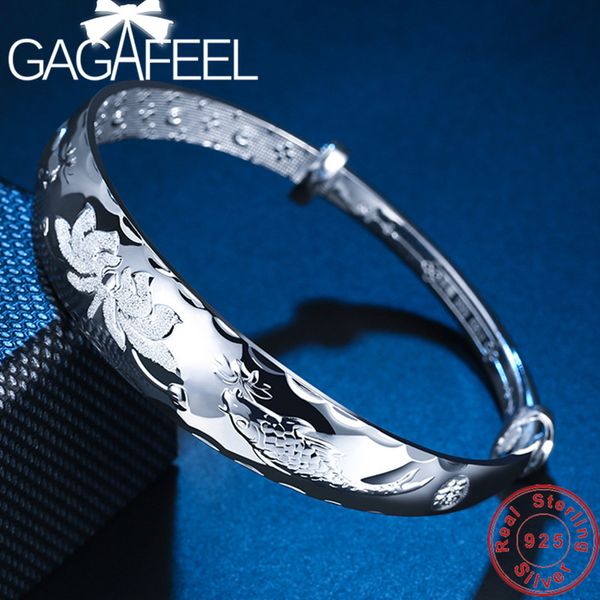 gagafeel 100% real 999 sterling silver lotus bangles resizable jeweries for women ladies christmas gift, Black 
gagafeel 100% real 999 sterling silver lotus bangles resizable jeweries for women ladies christmas gift, Black