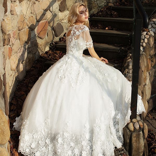 stunning ball gown wedding dress ivory bridal gowns scoop sheer with applique beads sequins wedding dresses plus size bridal gowns, White
stunning ball gown wedding dress ivory bridal gowns scoop sheer with applique beads sequins wedding dresses plus size bridal gowns, White