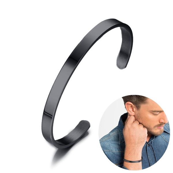 custom personalised 6mm black plain cuff bracelet for men stainless steel bangle brackelts brazalet jewelry, White
custom personalised 6mm black plain cuff bracelet for men stainless steel bangle brackelts brazalet jewelry, White