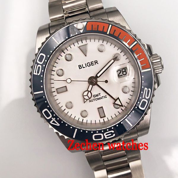 40mm bliger white dial luminous hands mens watch sapphire automatic steel men's casual wrist watch, Slivery;brown
40mm bliger white dial luminous hands mens watch sapphire automatic steel men's casual wrist watch, Slivery;brown