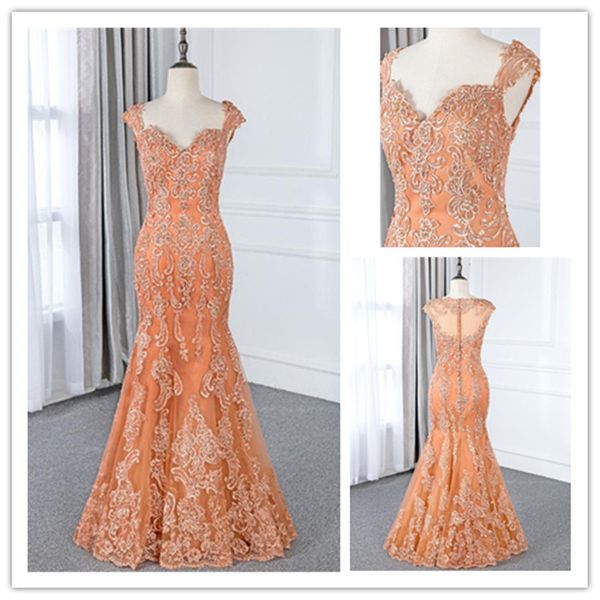2018 luxury orange lace floor length mermaid prom dresses custom sweetheart cap sleeves long evening gowns sequins organza party dress, Black
2018 luxury orange lace floor length mermaid prom dresses custom sweetheart cap sleeves long evening gowns sequins organza party dress, Black