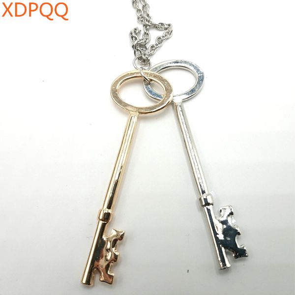 fashion girl jewelry gift couple heart lock key pendant alloy polished leather rope two-color necklace, Silver 
fashion girl jewelry gift couple heart lock key pendant alloy polished leather rope two-color necklace, Silver