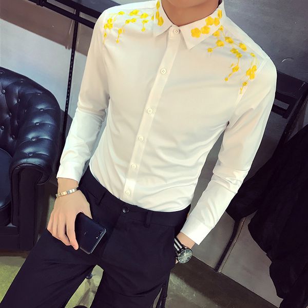 shopkeeper wind 2018 autumn winter korean version of men's long sleeve shirt plum embroidery hairstylist night club p55, White;black
shopkeeper wind 2018 autumn winter korean version of men's long sleeve shirt plum embroidery hairstylist night club p55, White;black
