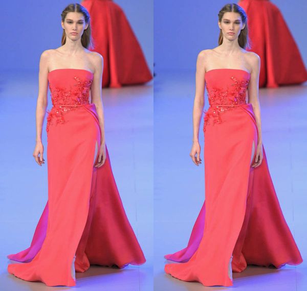 elie saab 2018 red formal celebrity evening dresses jewel neck high side split applique with beads backless gowns, Black;red
elie saab 2018 red formal celebrity evening dresses jewel neck high side split applique with beads backless gowns, Black;red