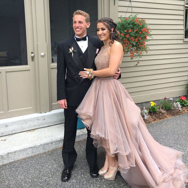 and elegant ball gown organza beading prom dress front short long back halter neckline evening gowns, Black
and elegant ball gown organza beading prom dress front short long back halter neckline evening gowns, Black