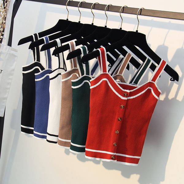 new fashion women's camis colorful knitted button summer for women 2018 cropped feminino ropa mujer verano, White
new fashion women's camis colorful knitted button summer for women 2018 cropped feminino ropa mujer verano, White