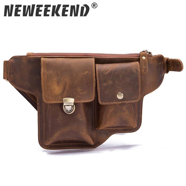 

men's crazy horse genuine leather messenger shoulder bag travel motorcycle riding fanny pack waist thigh drop leg bag 2068