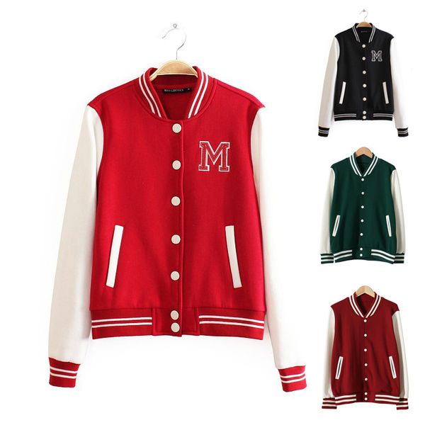 Letter Classical Bomber Ladies Jacket Women Coat Female Denim Casual Cardigan Team Patchwork Baseball O-neck Tops Bolero Outerwear