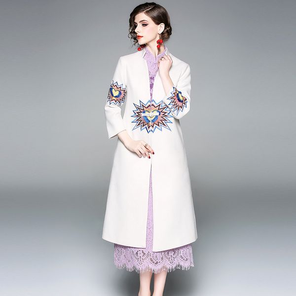 2018 winter chinese style embroidery x-long coat women elegant single button mandarin collar female outwear, Black
2018 winter chinese style embroidery x-long coat women elegant single button mandarin collar female outwear, Black