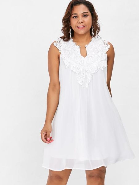 wipalo plus size crochet panel babydoll dress women v-neck hollow out lace spliced mini a line chiffon dress vestidos 5xl, White;black
wipalo plus size crochet panel babydoll dress women v-neck hollow out lace spliced mini a line chiffon dress vestidos 5xl, White;black