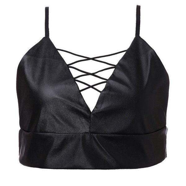 women bustier crop tank pu leather camisole straps tight bandage black vest tanks camis shirts, White
women bustier crop tank pu leather camisole straps tight bandage black vest tanks camis shirts, White