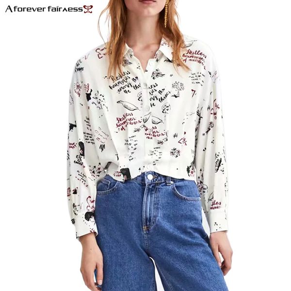 a forever fairness fashion casual blouse for women lapel neck long sleeve loose pattern letter print short shirts -957, White
a forever fairness fashion casual blouse for women lapel neck long sleeve loose pattern letter print short shirts -957, White