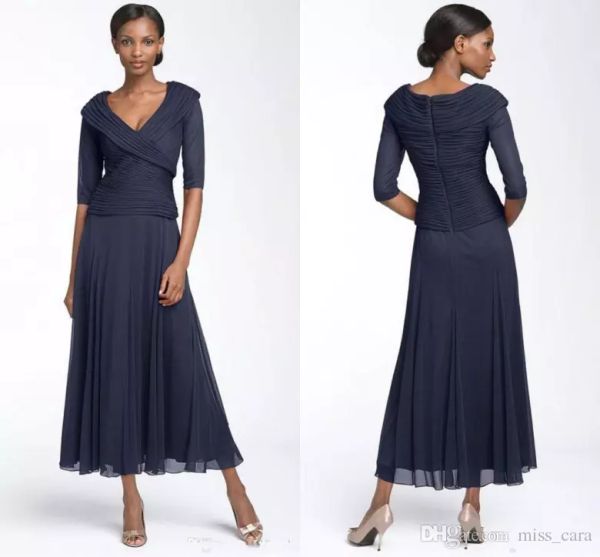 dark navy mother of the bride dresses v neck half sleeve chiffon formal evening mother dress tea length navy wedding guest gowns, Black;red
dark navy mother of the bride dresses v neck half sleeve chiffon formal evening mother dress tea length navy wedding guest gowns, Black;red