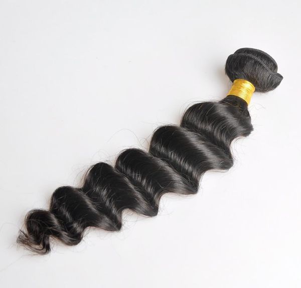 

8a indian virgin human hair loose deep wave curly unprocessed remy hair weaves double wefts 100g/bundle 1bundle/lot hair wefts, Black