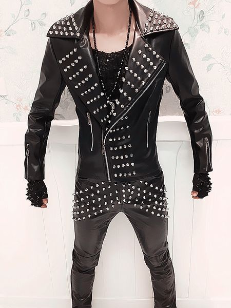wholesale-punk band for men male singer dj jacket cost costume fashion personality rivet leather motorcycle clothing leather pants outfit, Black
wholesale-punk band for men male singer dj jacket cost costume fashion personality rivet leather motorcycle clothing leather pants outfit, Black