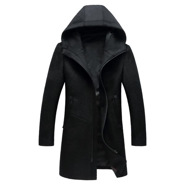 casual warm men winter long wool blend coat long sleeve solid wool overcoat and jacket zippers slim outerwear, Black
casual warm men winter long wool blend coat long sleeve solid wool overcoat and jacket zippers slim outerwear, Black