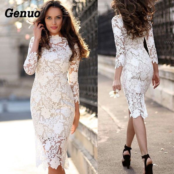 genuo elegant white lace dress women slim bodycon dress vestidos gorgeous floral lace christmas party midi, White;black
genuo elegant white lace dress women slim bodycon dress vestidos gorgeous floral lace christmas party midi, White;black