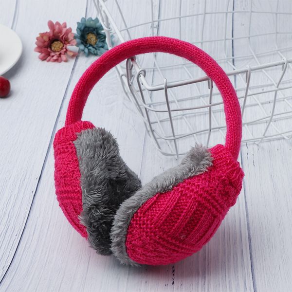 

1 pc winter plush warm ear cover knitted earmuffs removable washable ear protectors outdoor accessories, Blue;gray