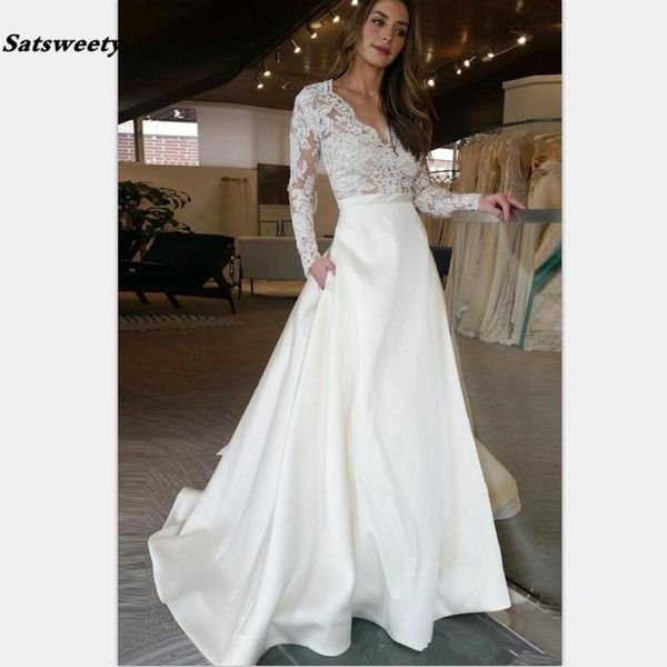 chic long wedding dress with illusion long sleeves lace see through a line bridal dress wedding gowns custom made, White
chic long wedding dress with illusion long sleeves lace see through a line bridal dress wedding gowns custom made, White