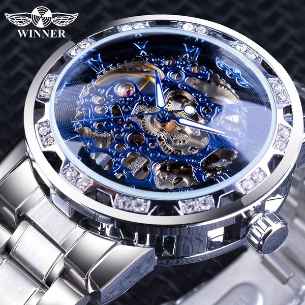 winner blue watches diamond design skeleton men's mechanical wrist watches clock male luminous hands silver stainless steel, Slivery;brown
winner blue watches diamond design skeleton men's mechanical wrist watches clock male luminous hands silver stainless steel, Slivery;brown