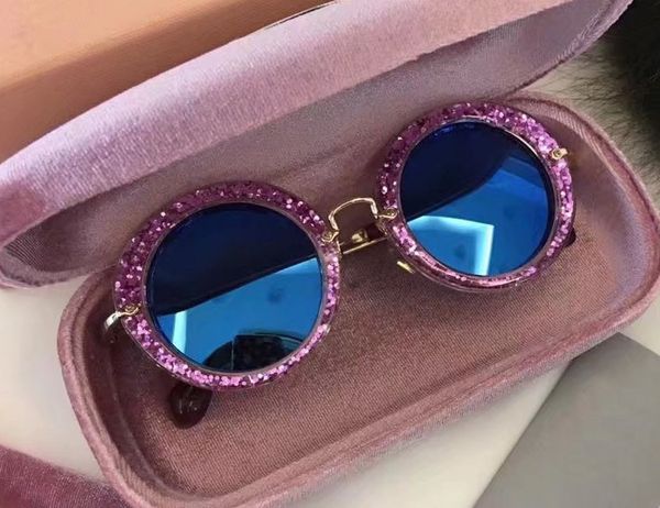 women round pink glitter gold sunglasses mu fashion sunglasses with box, White;black
women round pink glitter gold sunglasses mu fashion sunglasses with box, White;black
