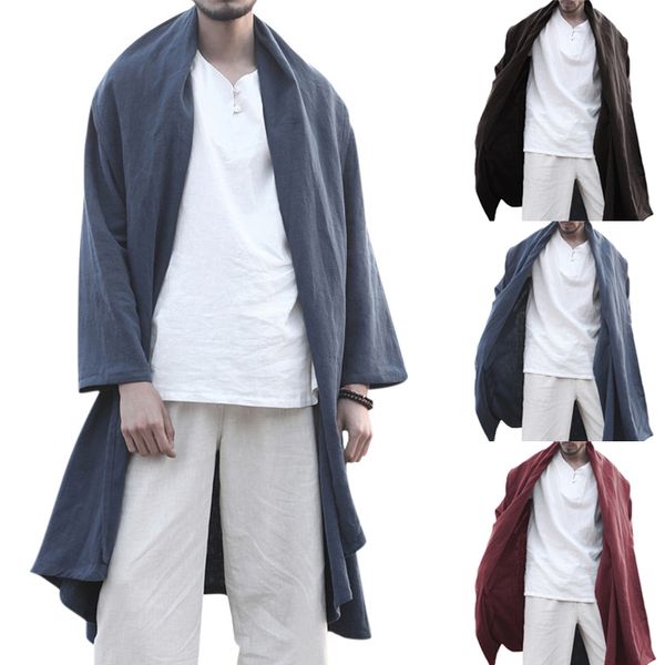 2018 men's trench long cardigan retro lapel long sleeve cloak men vintage autumn chinese style solid loose cape outerwear coat, Tan;black
2018 men's trench long cardigan retro lapel long sleeve cloak men vintage autumn chinese style solid loose cape outerwear coat, Tan;black