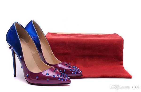 purple and blue tapered loose with spikes red bottom high heels women shoes 12cm high heel ladies female shoes low footwear pumps, Black
purple and blue tapered loose with spikes red bottom high heels women shoes 12cm high heel ladies female shoes low footwear pumps, Black