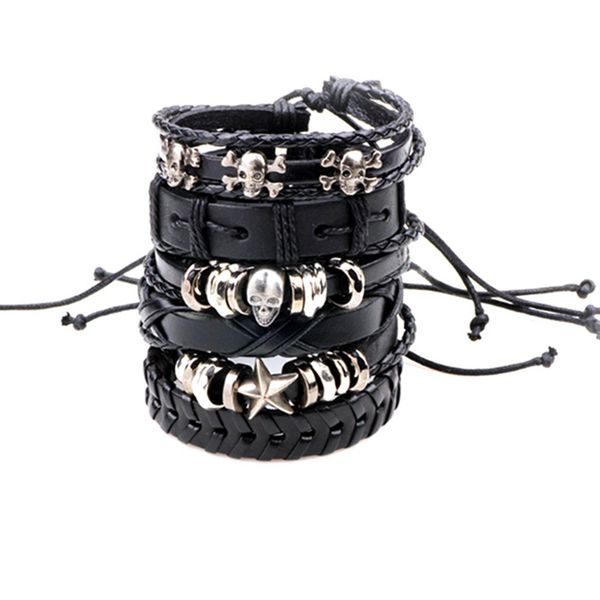 2018 new style 6pcs/set leather bracelet men multilayer punk skull star charm wrap for women vintage bracelets gifts, Golden;silver
2018 new style 6pcs/set leather bracelet men multilayer punk skull star charm wrap for women vintage bracelets gifts, Golden;silver