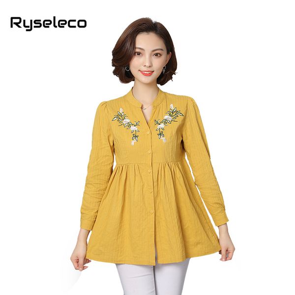 2018 fall women plus size long roll sleeve embroidery blouses and shirts cotton blusas casual female clothing oversize long, White
2018 fall women plus size long roll sleeve embroidery blouses and shirts cotton blusas casual female clothing oversize long, White