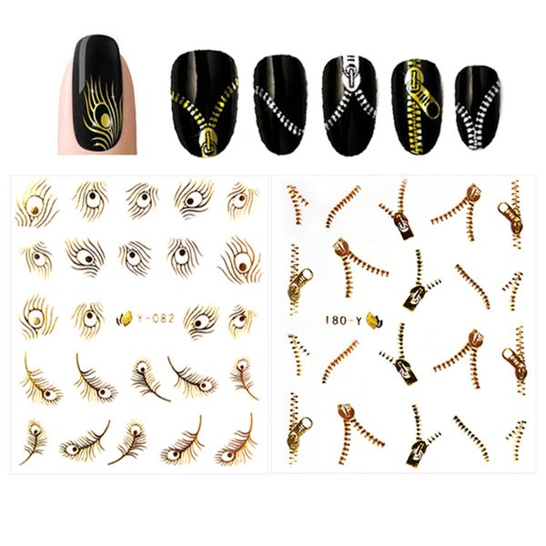 full beauty 2 sheets gold silver nail water sticker feather zipper design decal for nails decoration nail art tools watermark, Black
full beauty 2 sheets gold silver nail water sticker feather zipper design decal for nails decoration nail art tools watermark, Black