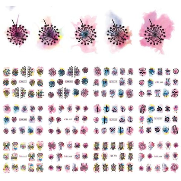 12 designs/set blossom flower/owl/butterfly/dandelion/windmill design nail tips nail stickers diy tools sabn433-444, Black
12 designs/set blossom flower/owl/butterfly/dandelion/windmill design nail tips nail stickers diy tools sabn433-444, Black