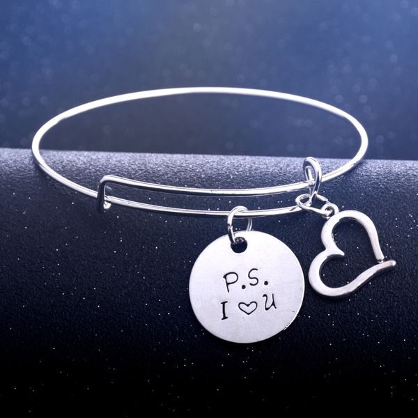 12 pc/lot p.s. i love you heart charm bangle bracelet valentine's gift wedding party jewelry couple lovers wife husband bangle, Black
12 pc/lot p.s. i love you heart charm bangle bracelet valentine's gift wedding party jewelry couple lovers wife husband bangle, Black