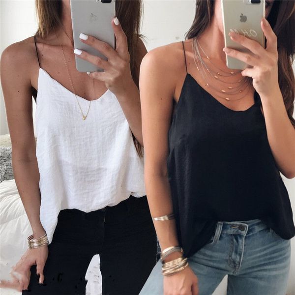 summer new 2018 women ladies casual sleeveless basic style strappy solid color loose beach camis loose shirt, White
summer new 2018 women ladies casual sleeveless basic style strappy solid color loose beach camis loose shirt, White