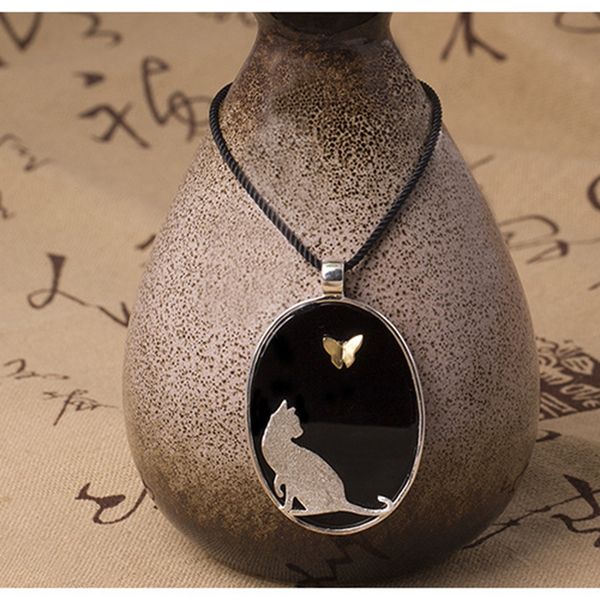 original design 925 sterling silver cat pendant necklace literary small fresh kitten butterfly necklace female accessories
original design 925 sterling silver cat pendant necklace literary small fresh kitten butterfly necklace female accessories