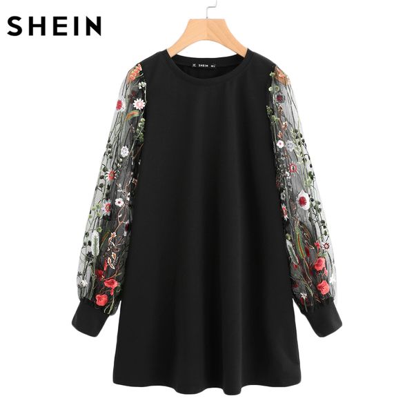 Shein Botanical O-Neck Embroidered Mesh Sleeve Longline Pullover Elegant Black Long Sleeve Casual Fall Sweatshirts New Hot Broadcloth
Shein Botanical O-Neck Embroidered Mesh Sleeve Longline Pullover Elegant Black Long Sleeve Casual Fall Sweatshirts New Hot Broadcloth