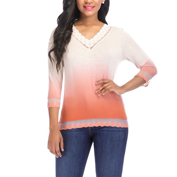 lace v-neck gradient color lace patchwork three quarter sleeve pullovers blouse casual women's knit sweaters to0381, White;black
lace v-neck gradient color lace patchwork three quarter sleeve pullovers blouse casual women's knit sweaters to0381, White;black