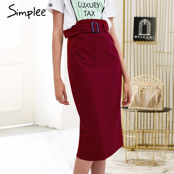 simplee buttons split autumn pencil plaid skirt women high waist sashes belt skirts vintage bodycon summer midi skirt 2018, Black
simplee buttons split autumn pencil plaid skirt women high waist sashes belt skirts vintage bodycon summer midi skirt 2018, Black