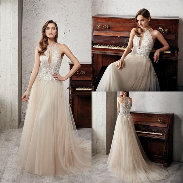 eddy k. couture 2019 wedding dresses high neck sleeveless lace beaded bridal gowns appliques sweep train custom made a line wedding dress, White
eddy k. couture 2019 wedding dresses high neck sleeveless lace beaded bridal gowns appliques sweep train custom made a line wedding dress, White