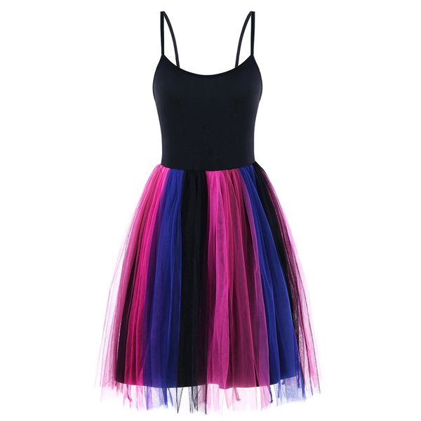 2018 summer women colorful rainbow pleated tulle slip dress girl sleeveless dance swing dress, White;black
2018 summer women colorful rainbow pleated tulle slip dress girl sleeveless dance swing dress, White;black