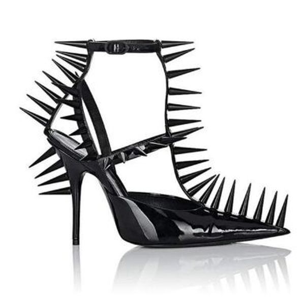 2018 super rivets spiked pumps thin high heels t strap punk style gladiator sandals stiletto women shoes pointed toe summer shoes, Black
2018 super rivets spiked pumps thin high heels t strap punk style gladiator sandals stiletto women shoes pointed toe summer shoes, Black