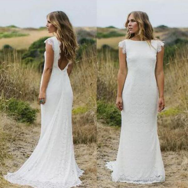 vintage lace mermaid wedding dress cap sleeve open back long country wedding dresses vestido de novia, White
vintage lace mermaid wedding dress cap sleeve open back long country wedding dresses vestido de novia, White