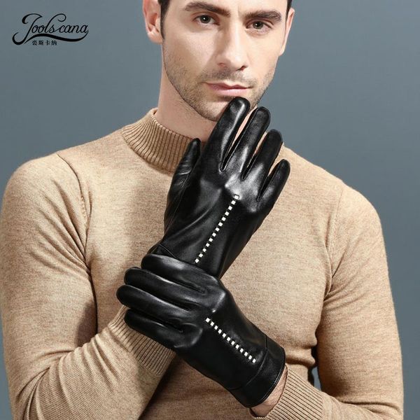 joolscana touch screen gloves men genuine leather mittens driving black male winter gloves new brand tactical, Blue;gray 
joolscana touch screen gloves men genuine leather mittens driving black male winter gloves new brand tactical, Blue;gray