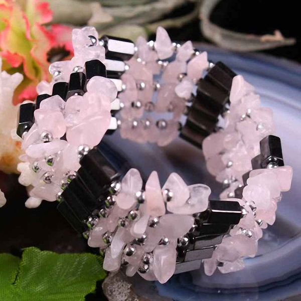 sunyik pink quartz crystal chips stone magnetic hematite beads wristband bracelet choker necklace, Black
sunyik pink quartz crystal chips stone magnetic hematite beads wristband bracelet choker necklace, Black