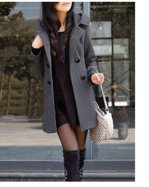 casual fashion jacket winter casaco feminino middle long double breasted hooded slim coat jacket women coat outside overcoat, Black 
casual fashion jacket winter casaco feminino middle long double breasted hooded slim coat jacket women coat outside overcoat, Black